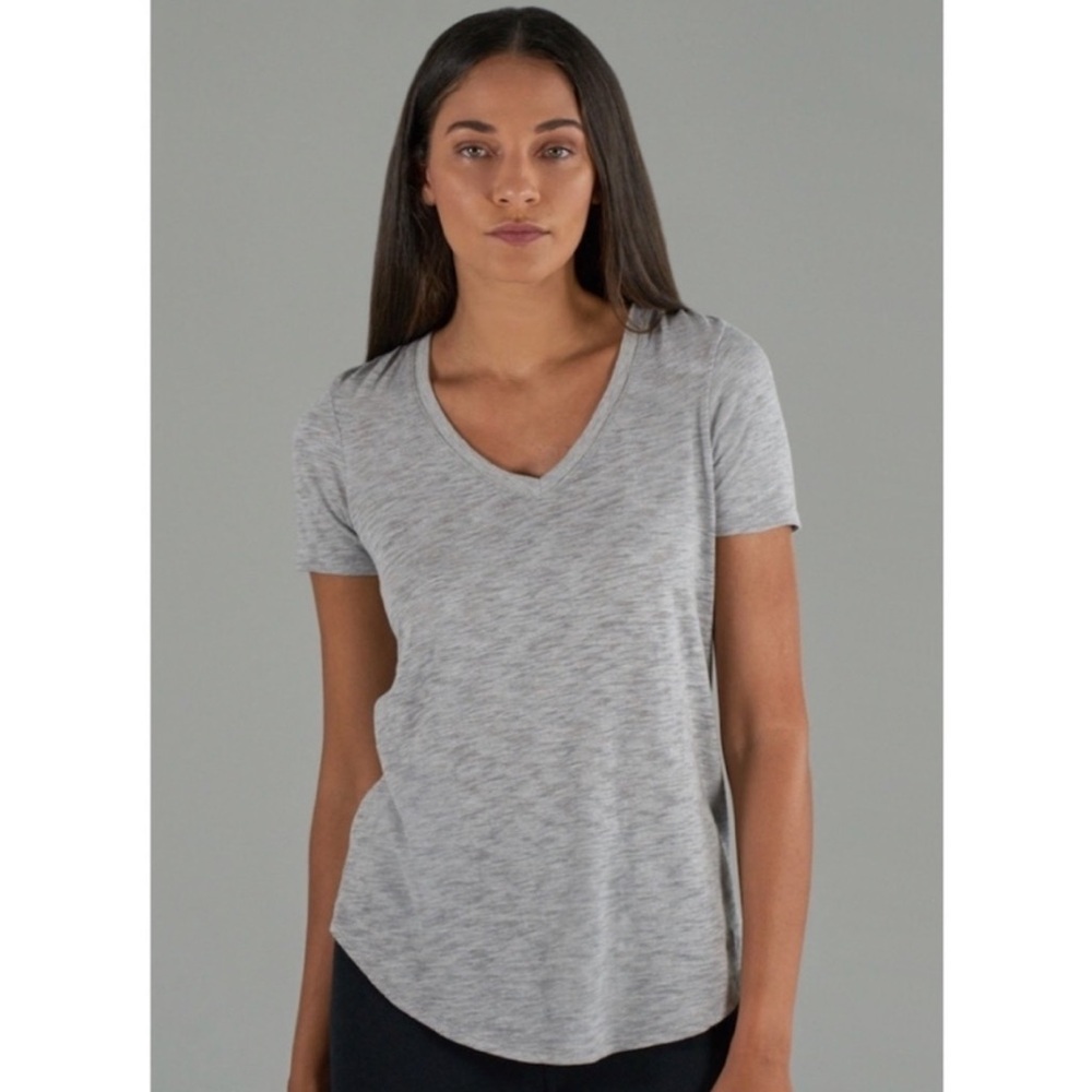 ATM Slub Jersey Classic V- Neck Tee Shirt in Grey.
